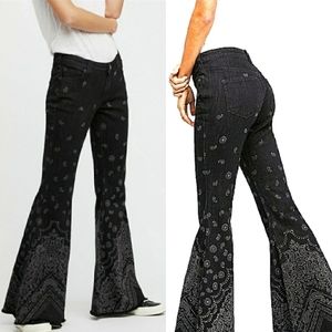 Free People Black Bandana Flares